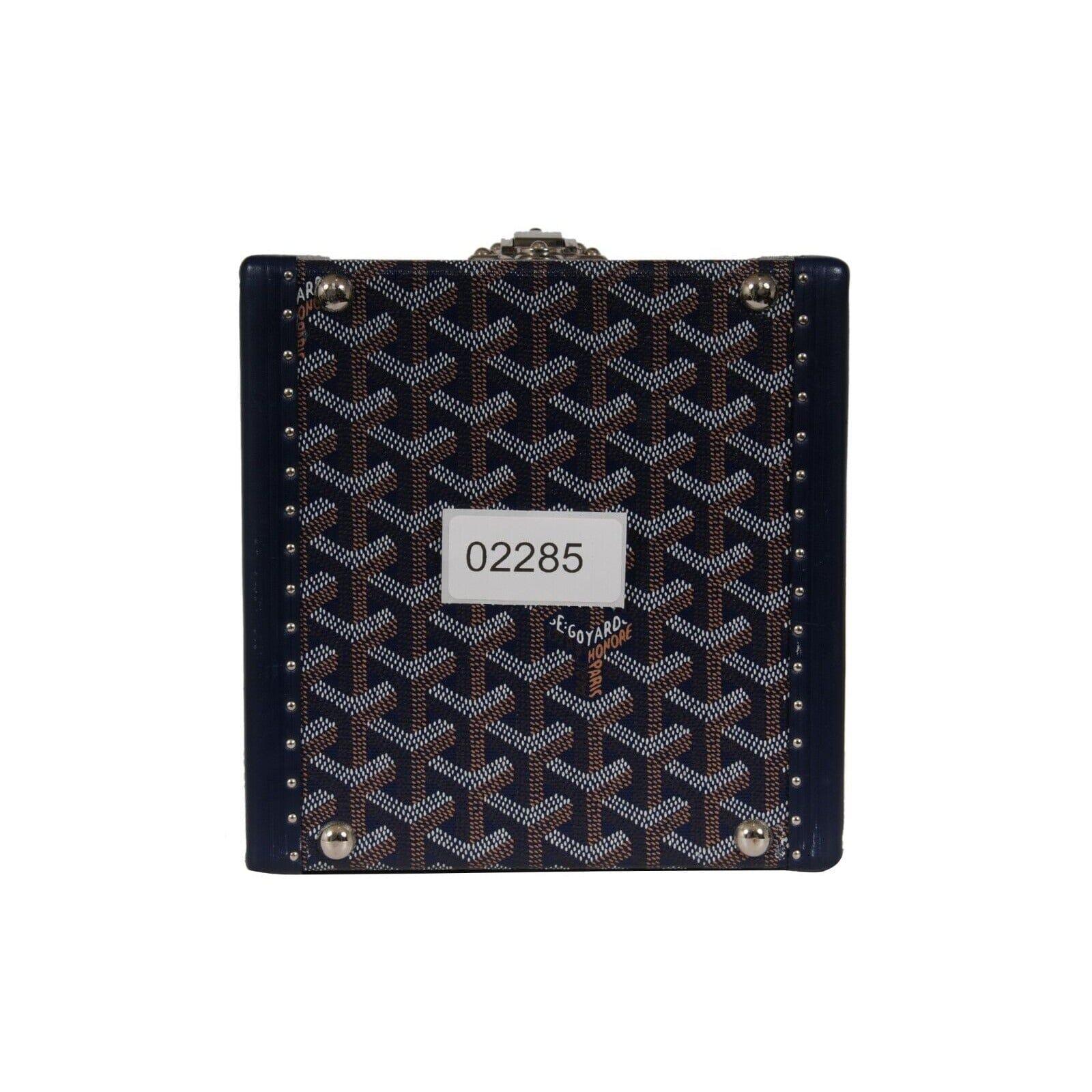 Goyard Paris Trunk Case Navy Blue Jewelry Cuff Links Watch Box Chest Travel Set For Sale 15