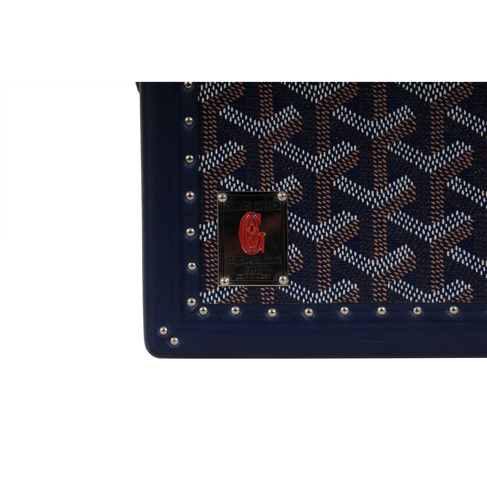 Goyard Paris Trunk Case Navy Blue Jewelry Cuff Links Watch Box Chest Travel Set For Sale 1