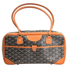 Goyard Part Leather and Canvas Handbag Signed E. Goyard Honore Paris. XXX