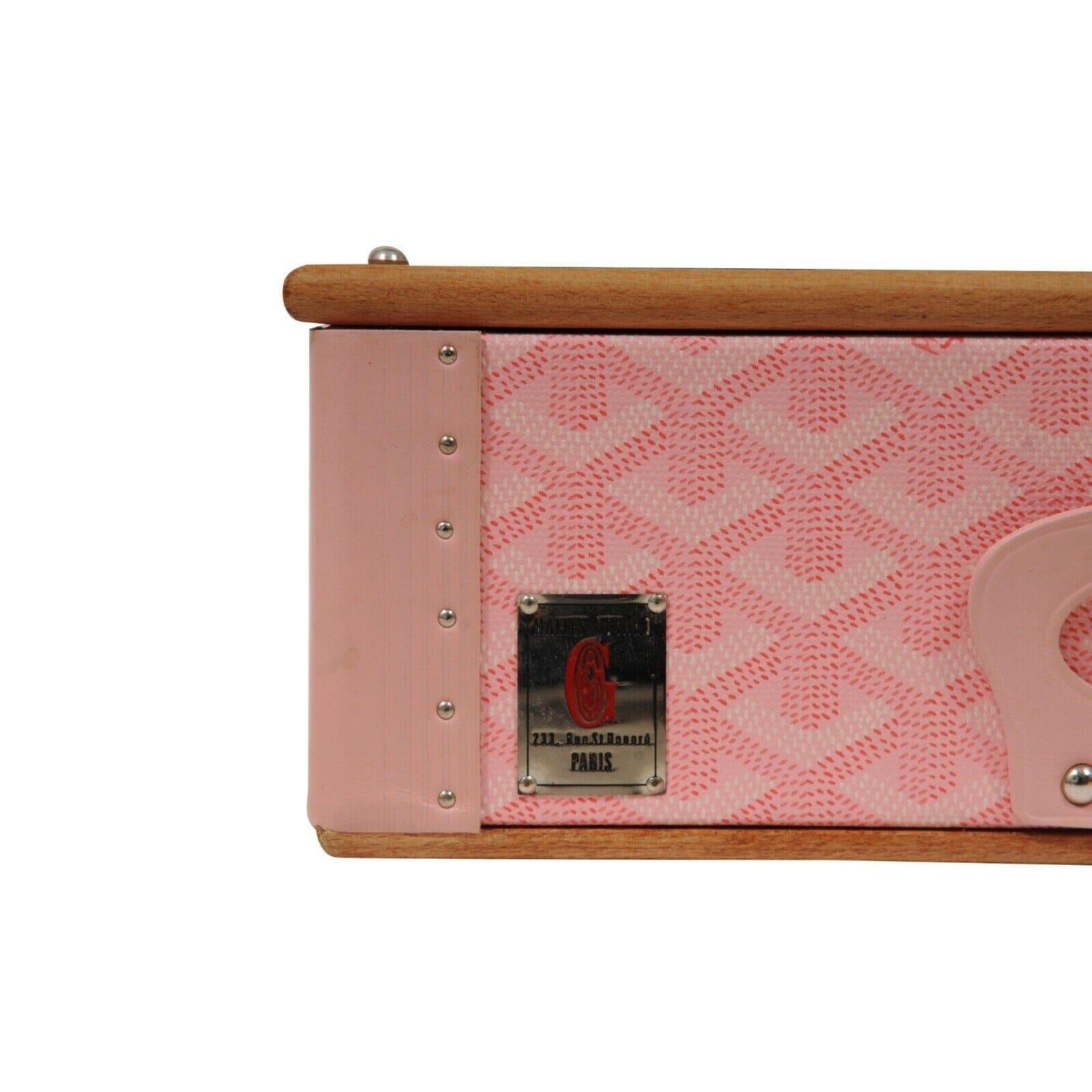 Goyard Pink Edmond Singl Dog Cat Bowl Hard Sided Trunk Palladium Storage Display For Sale 9
