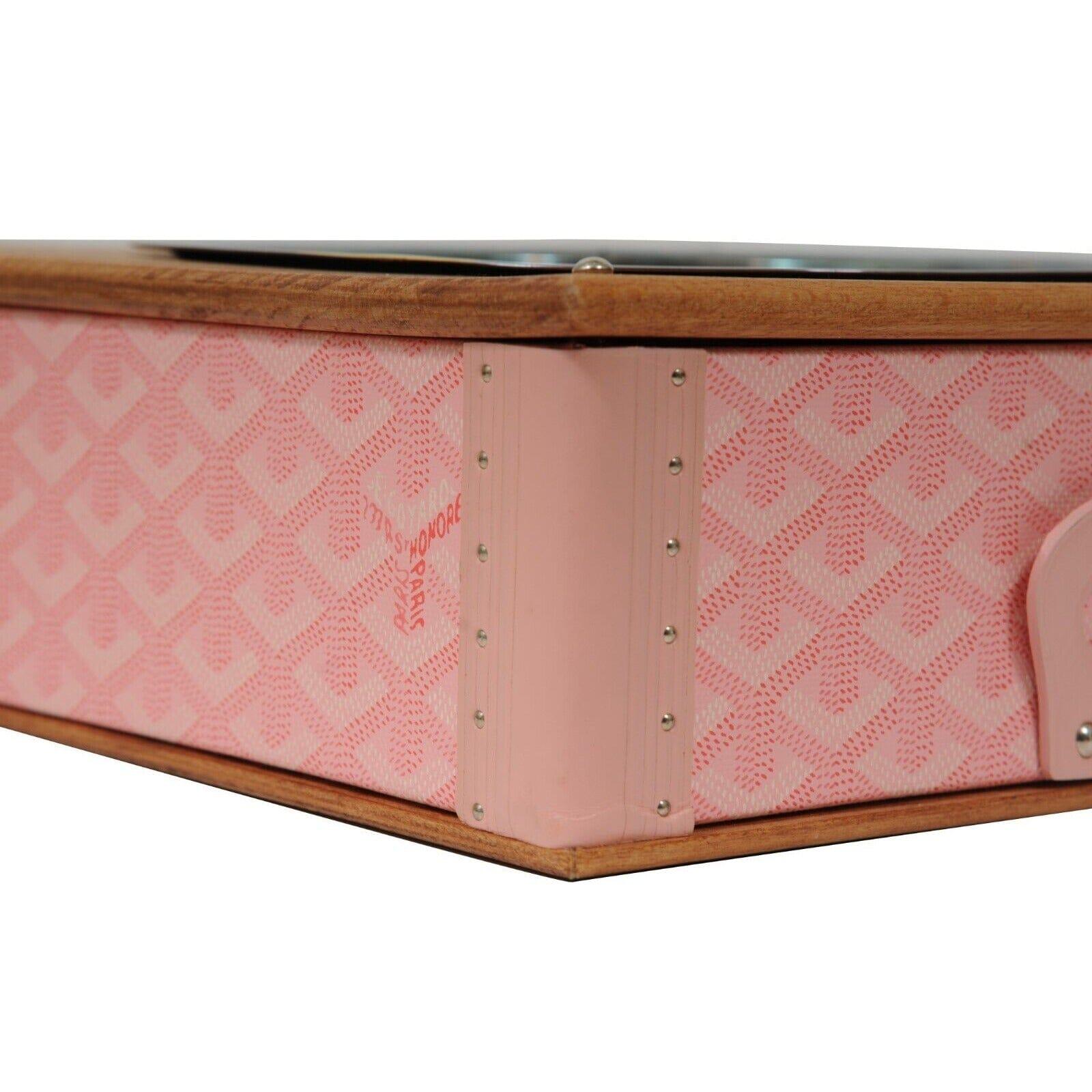 Goyard Pink Edmond Singl Dog Cat Bowl Hard Sided Trunk Palladium Storage Display For Sale 1