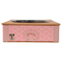 Goyard Pink Edmond Singl Dog Cat Bowl Hard Sided Trunk Palladium Storage Display