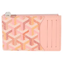 Goyard Pink Goyardine Canvas Bourbon Zip Card Holder