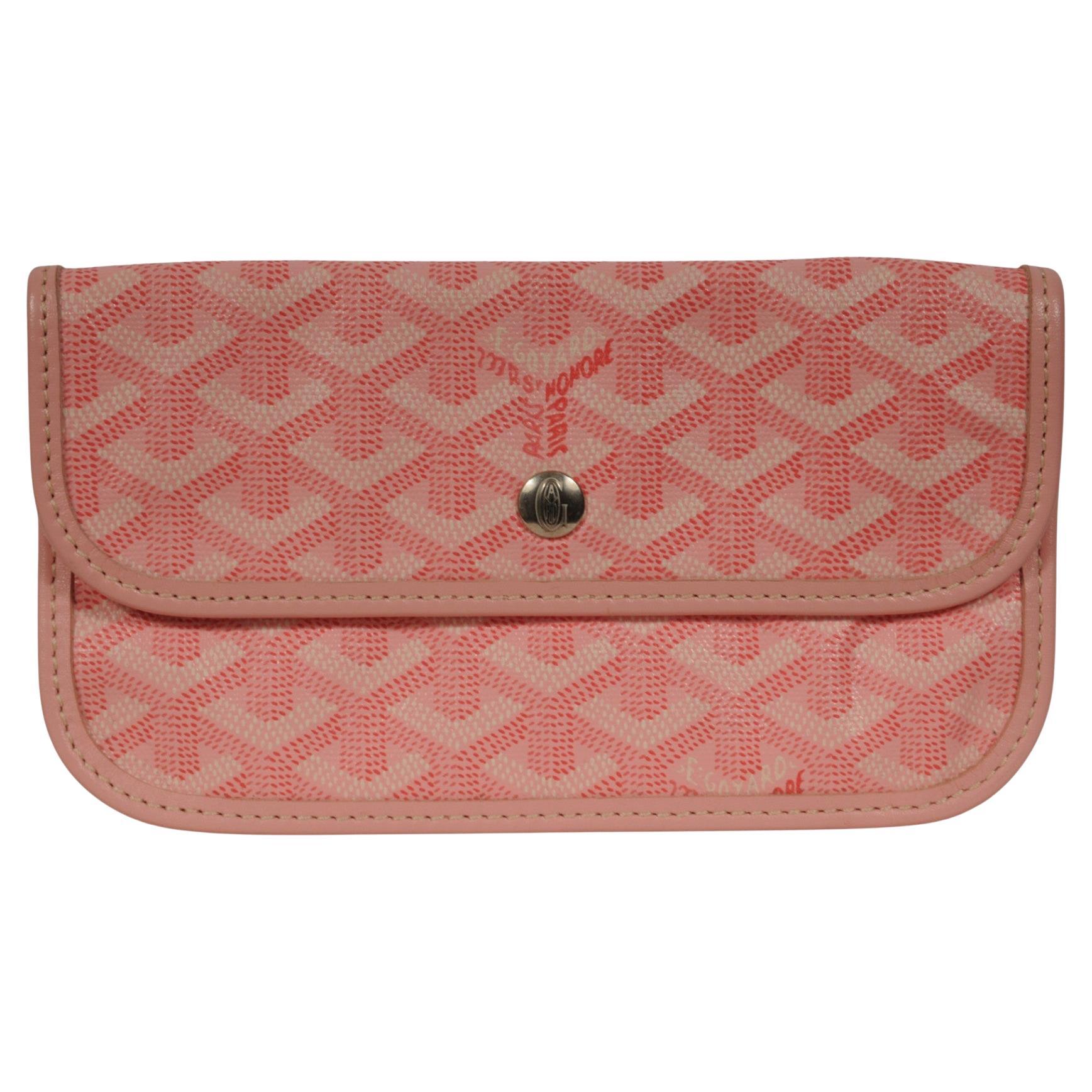 Goyard Pink Wallet Pouch Phone Case Travel Holder Sac File Card Snap Button