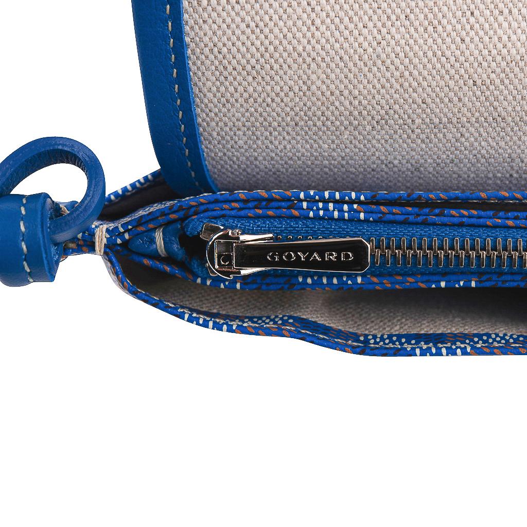 Goyard Plumet Bag Clutch Crossbody Wallet Blue Coated Canvas New 5