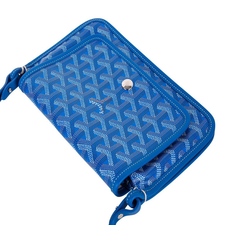 Goyard Plumet Bag Clutch Crossbody Wallet Blue Coated Canvas New at