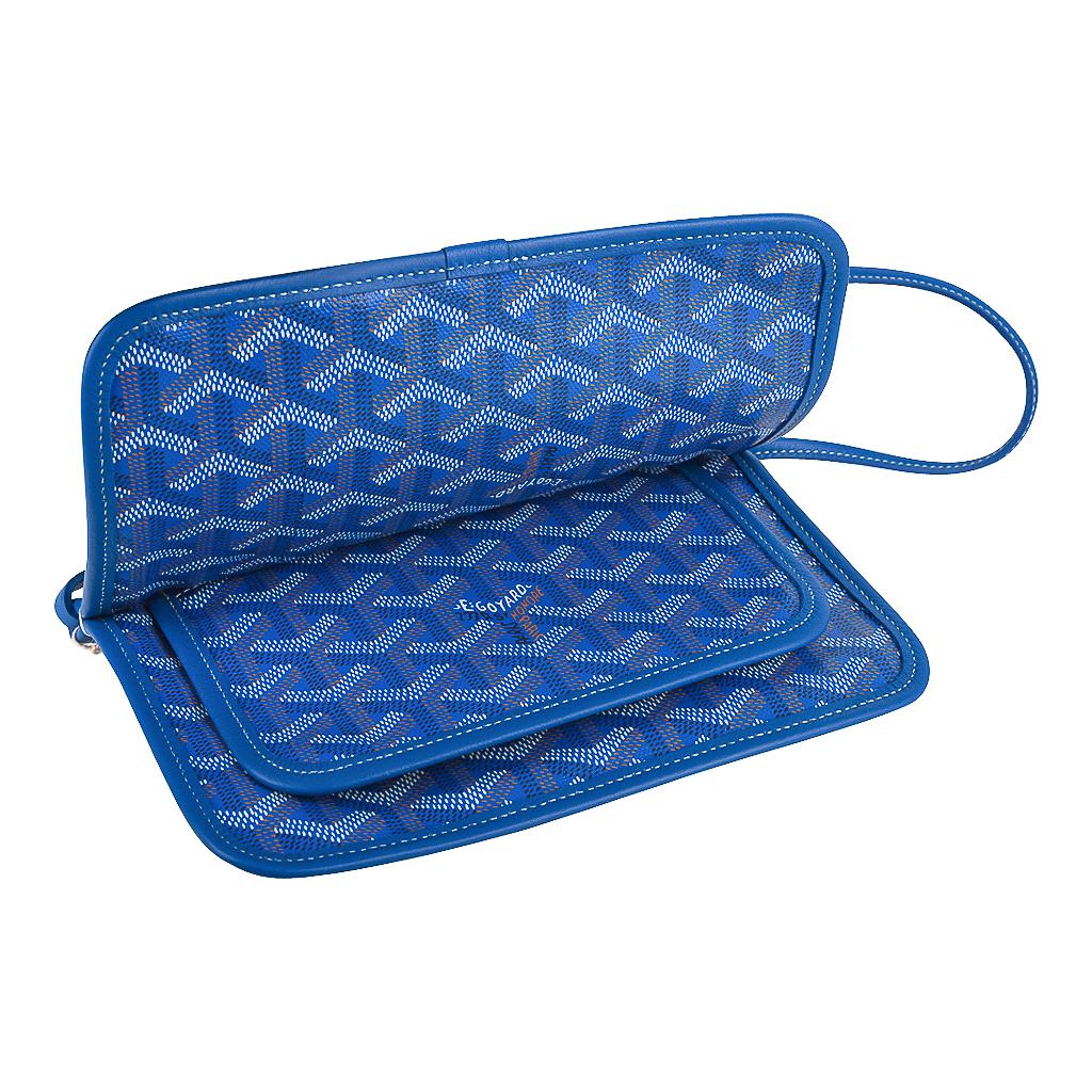 Goyard Plumet Bag Clutch Crossbody Wallet Blue Coated Canvas New In New Condition In Miami, FL