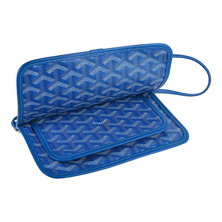 Goyard Plumet Bag Clutch Crossbody Wallet Blue Coated Canvas New at