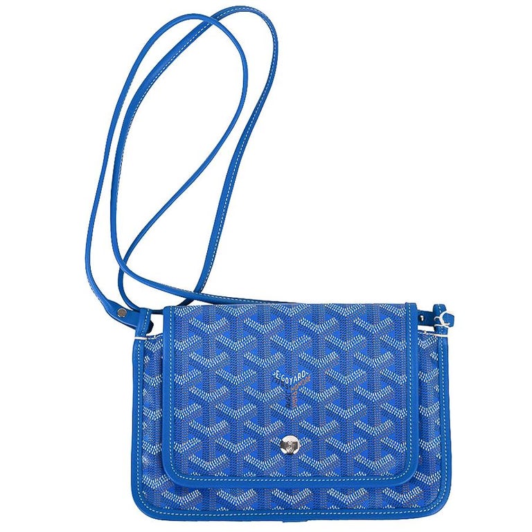 Goyard Plumet Bag Clutch Crossbody Wallet Blue Coated Canvas New sur 1stDibs