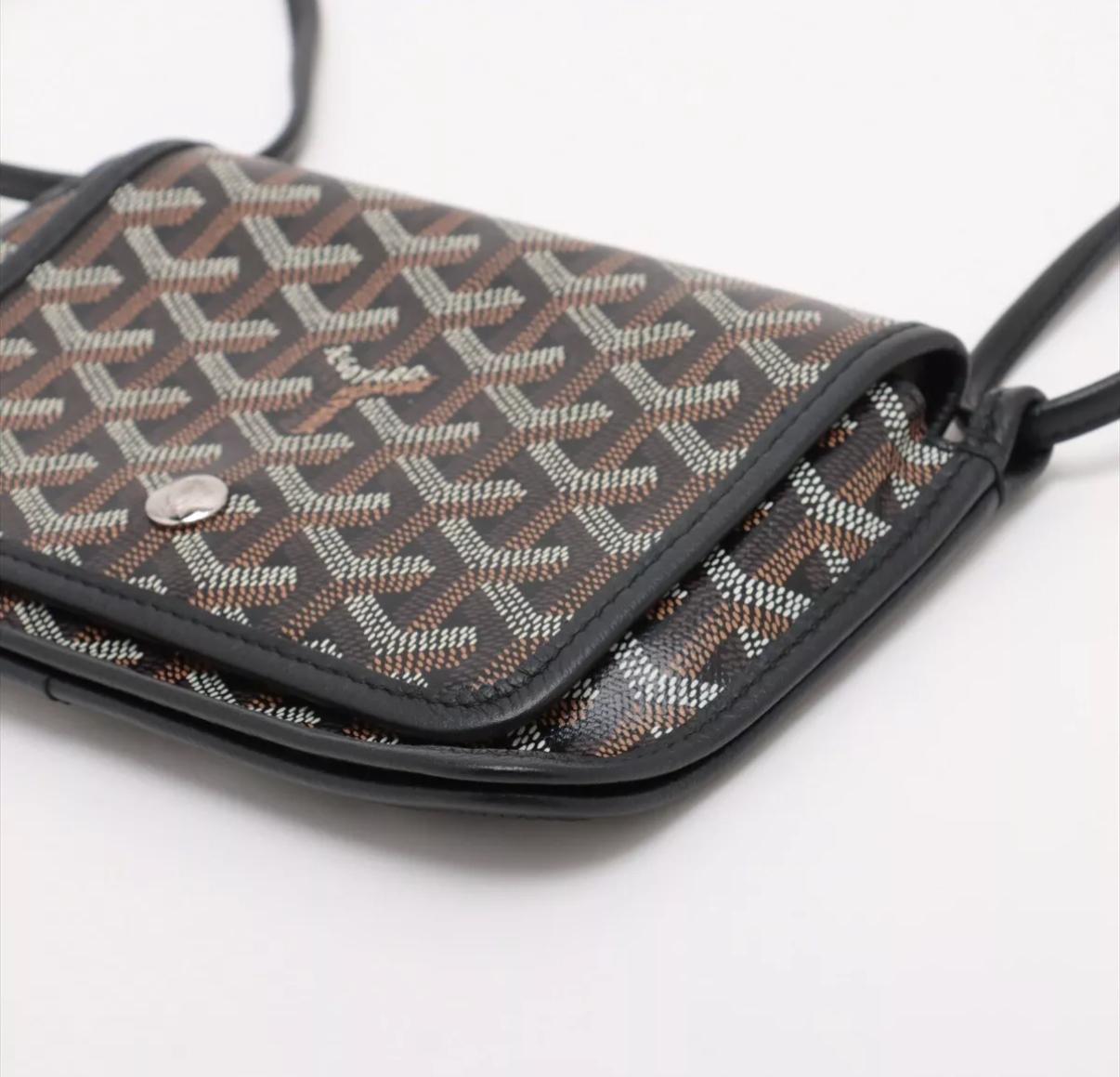 De las mujeres Bolso Goyard Plumet Pocket Wallet Crossbody Negro