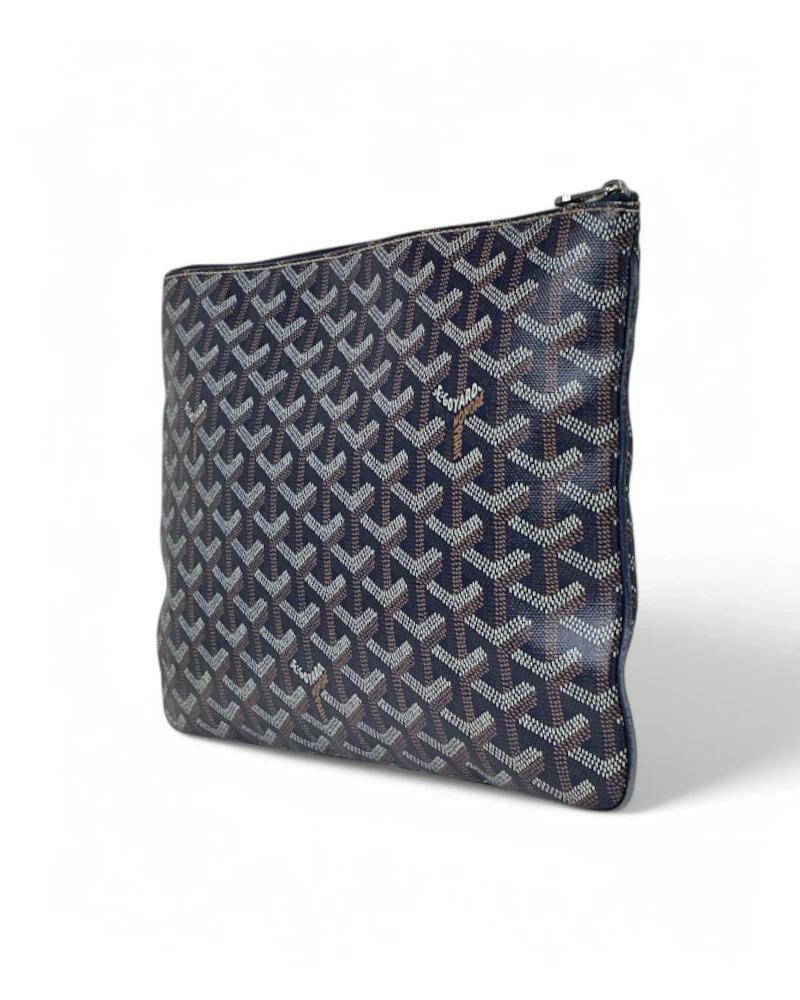 Black Goyard Pochette Senat MM Bleu marine en vente