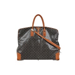 Goyard Porte Habit Kleidersack Schwarz Braun Leder Reisen Carry On Crossbody