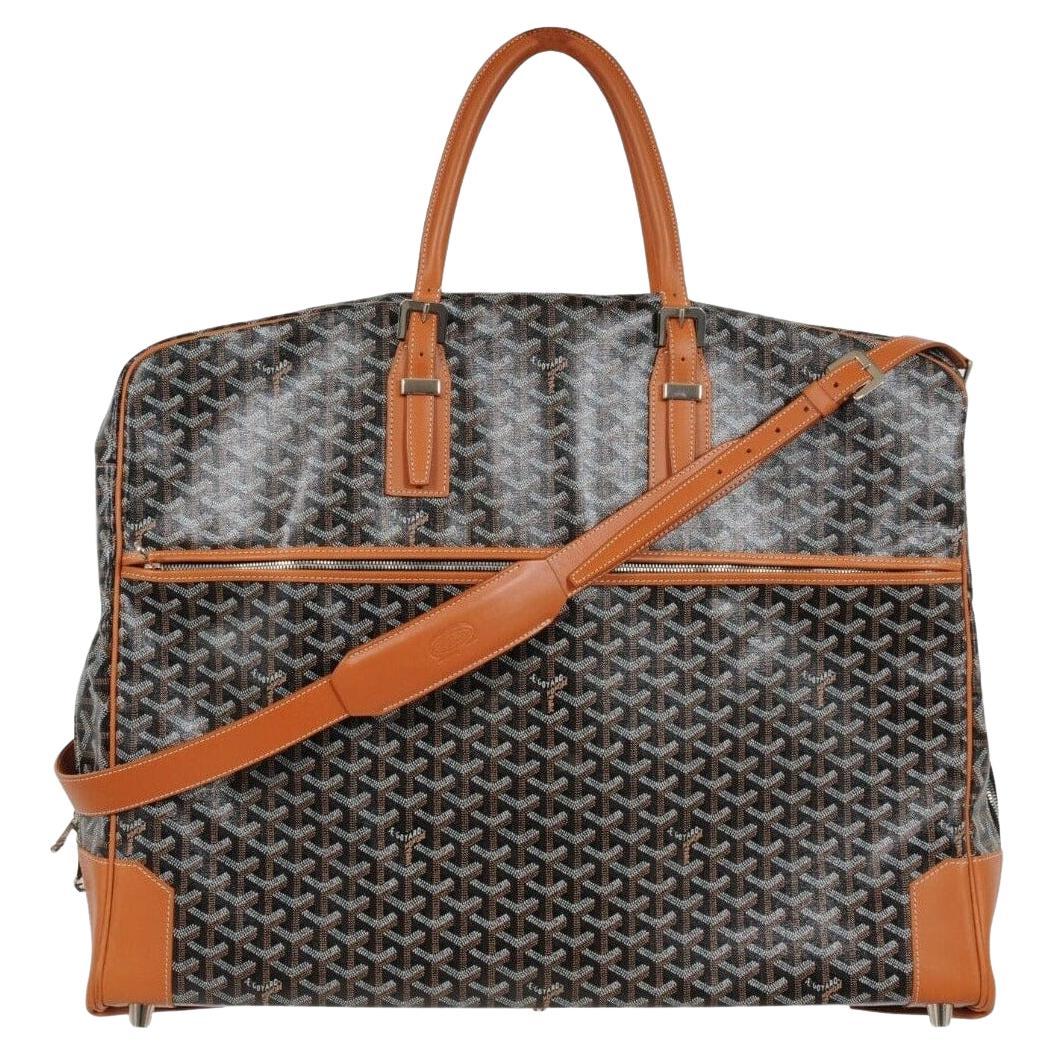 Goyard Porte Habit Garment Bag Negro Marrón Piel Travel Carry On Crossbody en venta