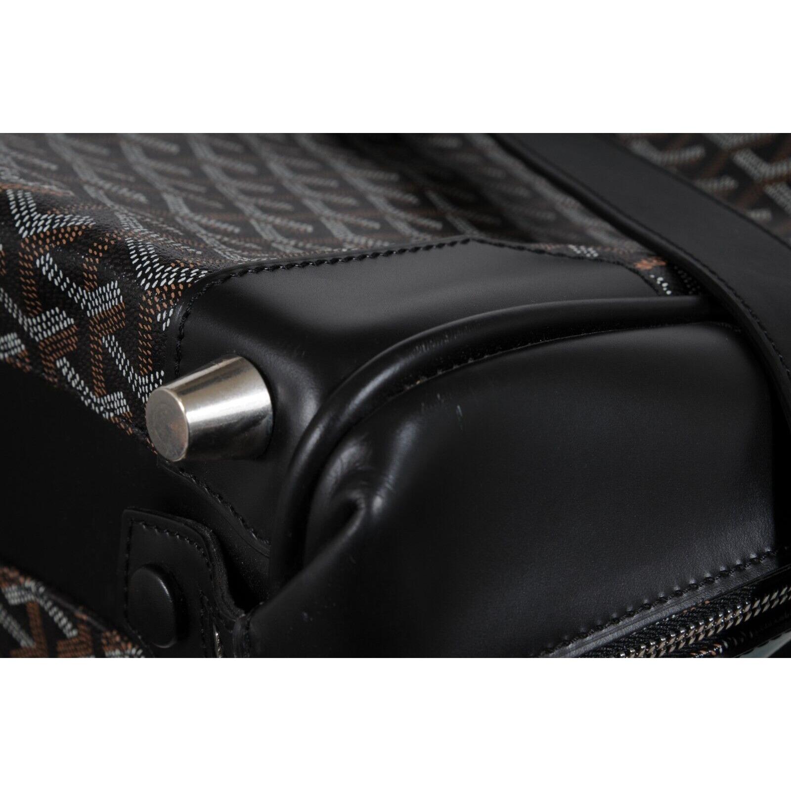 Goyard Porte Habit Garment Bag Borsa da viaggio in pelle nera Duffle Carry On Crossbody 10