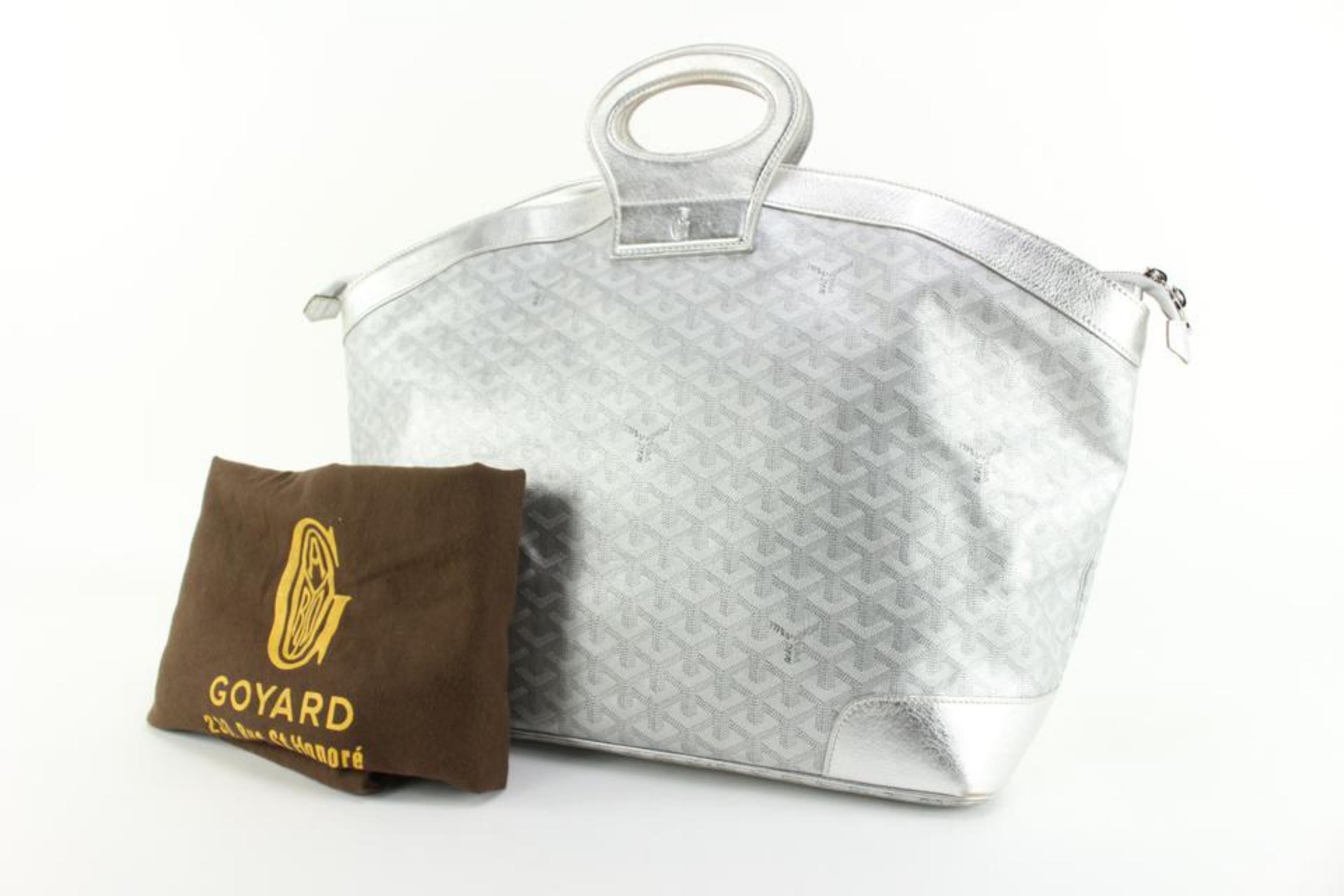 Goyard Rare Metallic Silver Chevron Beluga MM Tote 91gy89s 4