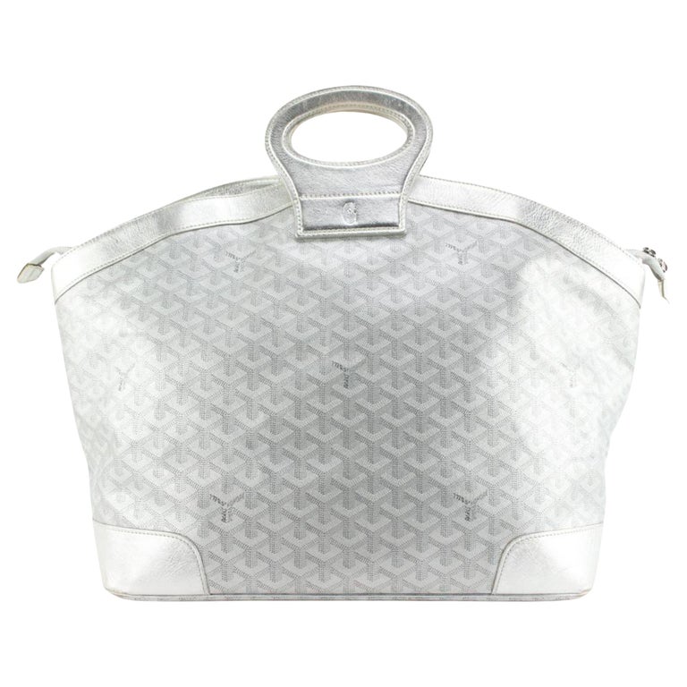 Goyard Goyardine White Anjou GM Reversible Tote Bag Silver