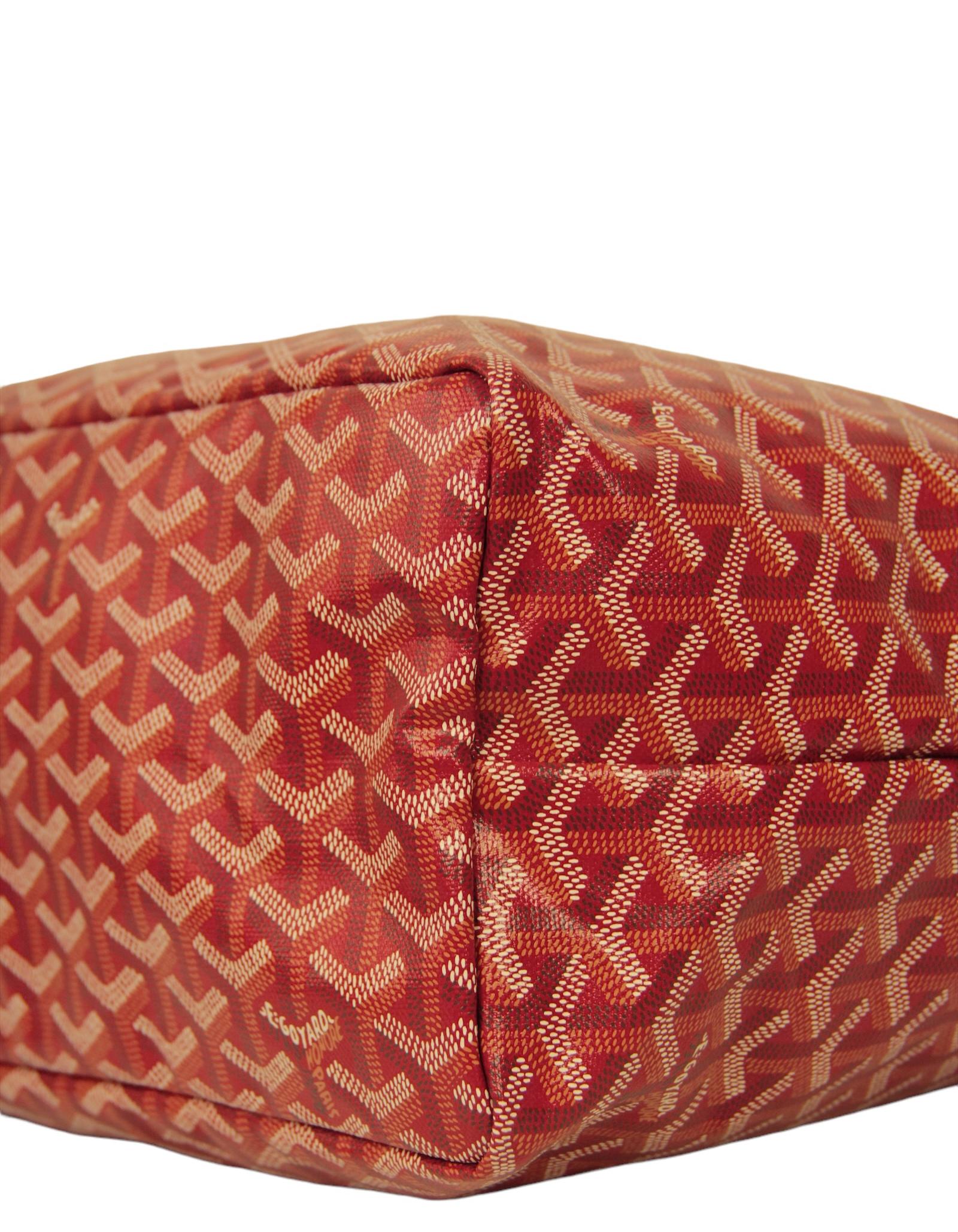 Goyard Red Canvas Goyardine Saint Louis PM Tote Bag w/ Insert In Excellent Condition In New York, NY