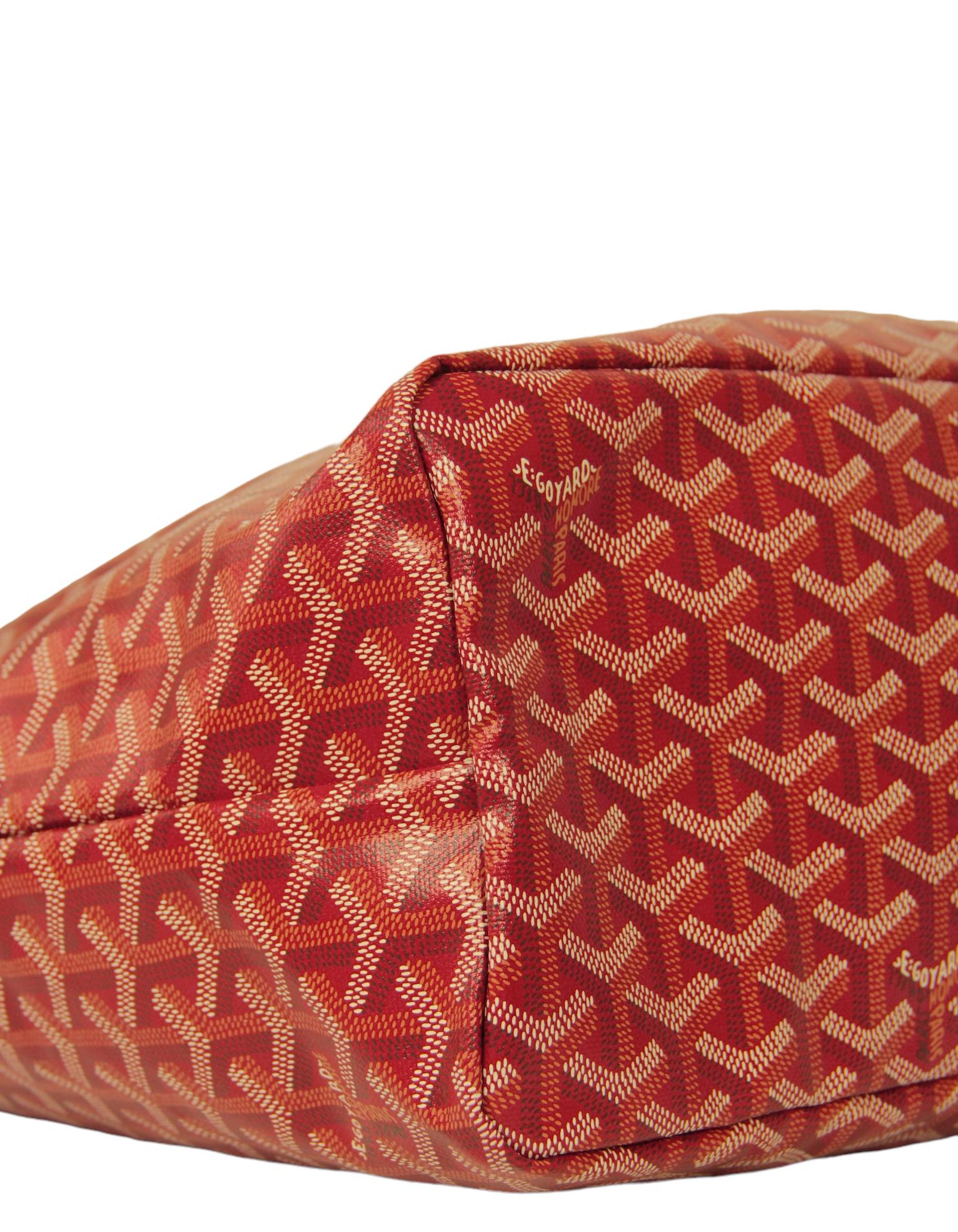 Women's Goyard Red Canvas Goyardine Saint Louis PM Tote Bag w/ Insert