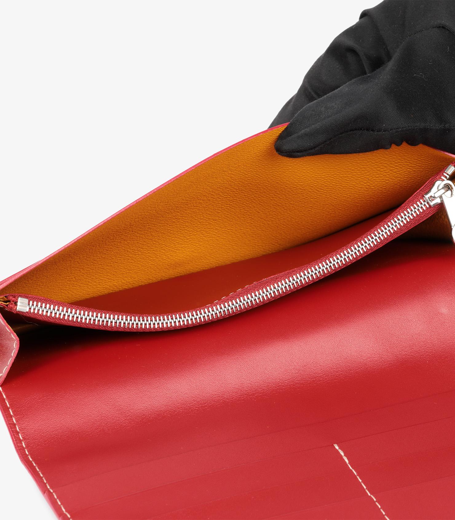 Goyard Red Chevron Coated Canvas & Calfskin Leather Richelieu Wallet 2
