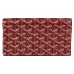 Used Goyard Red Chevron Coated Canvas & Calfskin Leather Richelieu Wallet