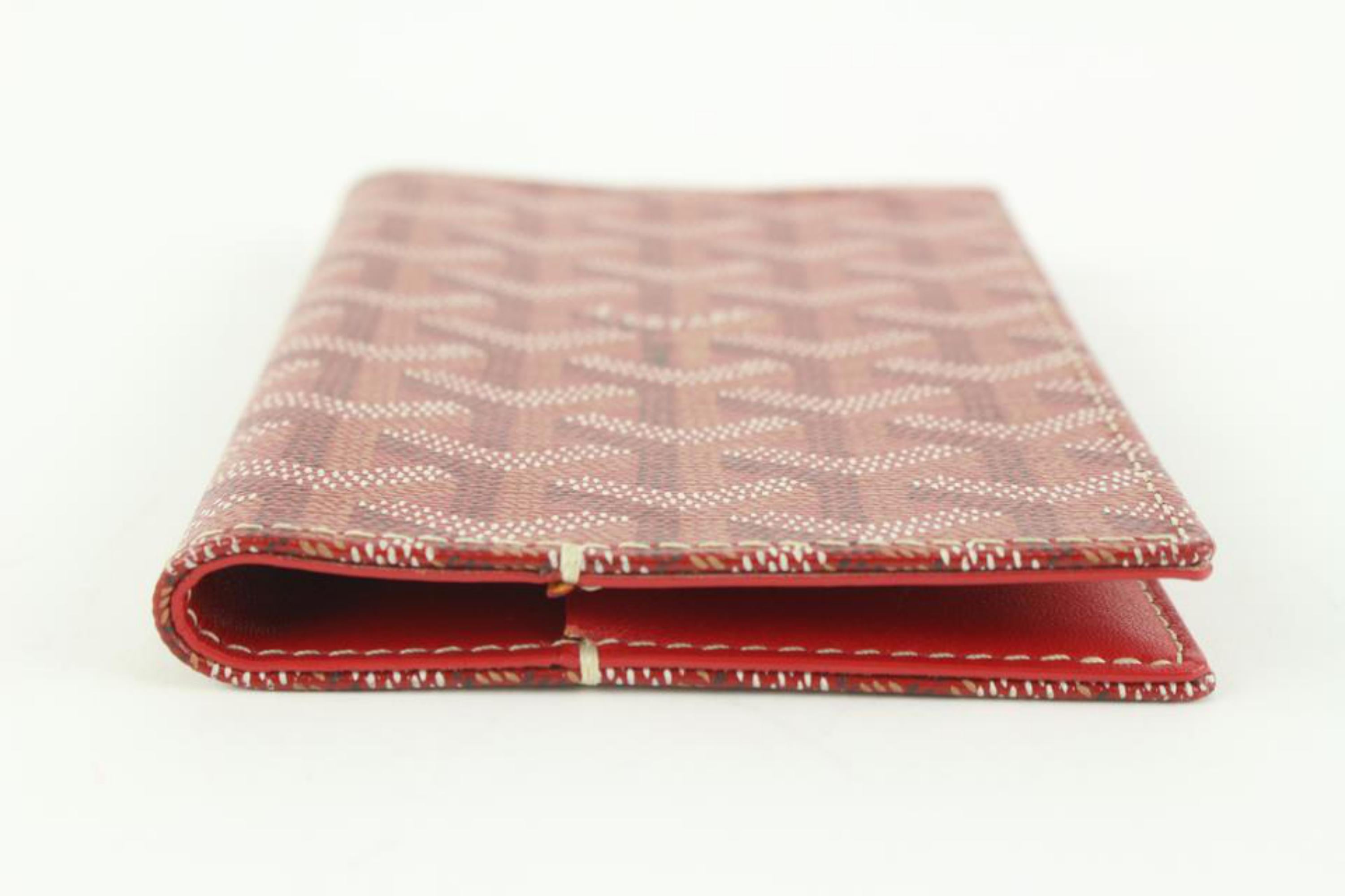 Goyard Red Chevron Goyard Grenelle Passport Cover Wallet 129gy16 In New Condition In Dix hills, NY