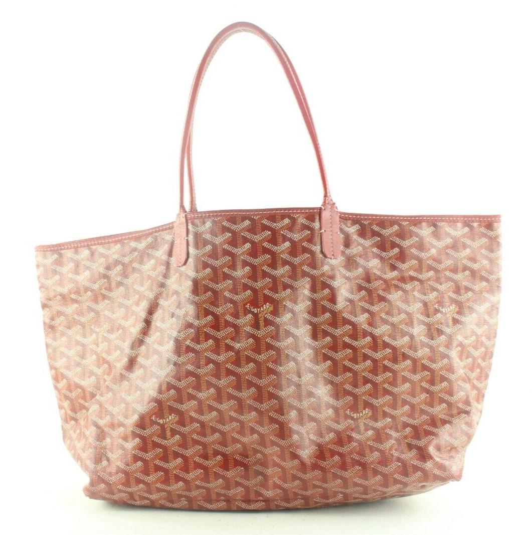 Goyard Red Chevron Monogram St Louis PM with Pouch 2GY829K In Fair Condition For Sale In Dix hills, NY