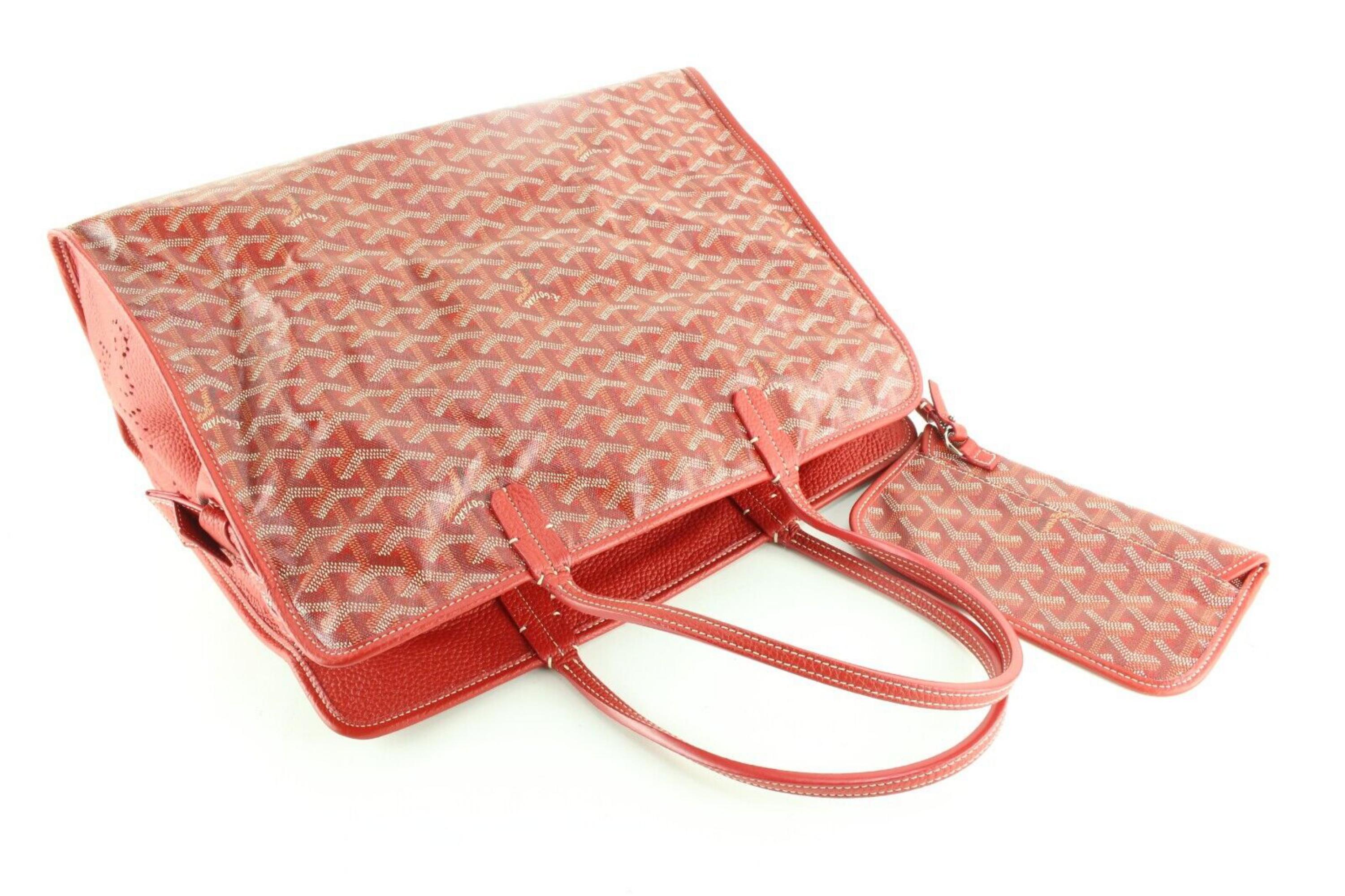 Goyard Red Chevron Sac Hardy Pet Carrier With Pouch 2GY0301 2