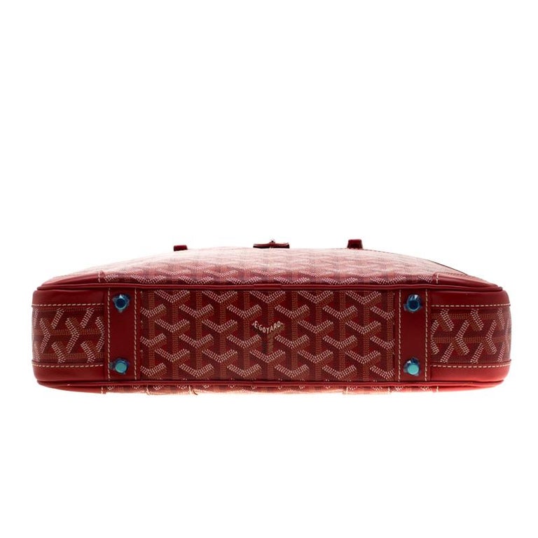 GOYARD Briefcase Business Bag Handbag Red Coated Canvas Leather