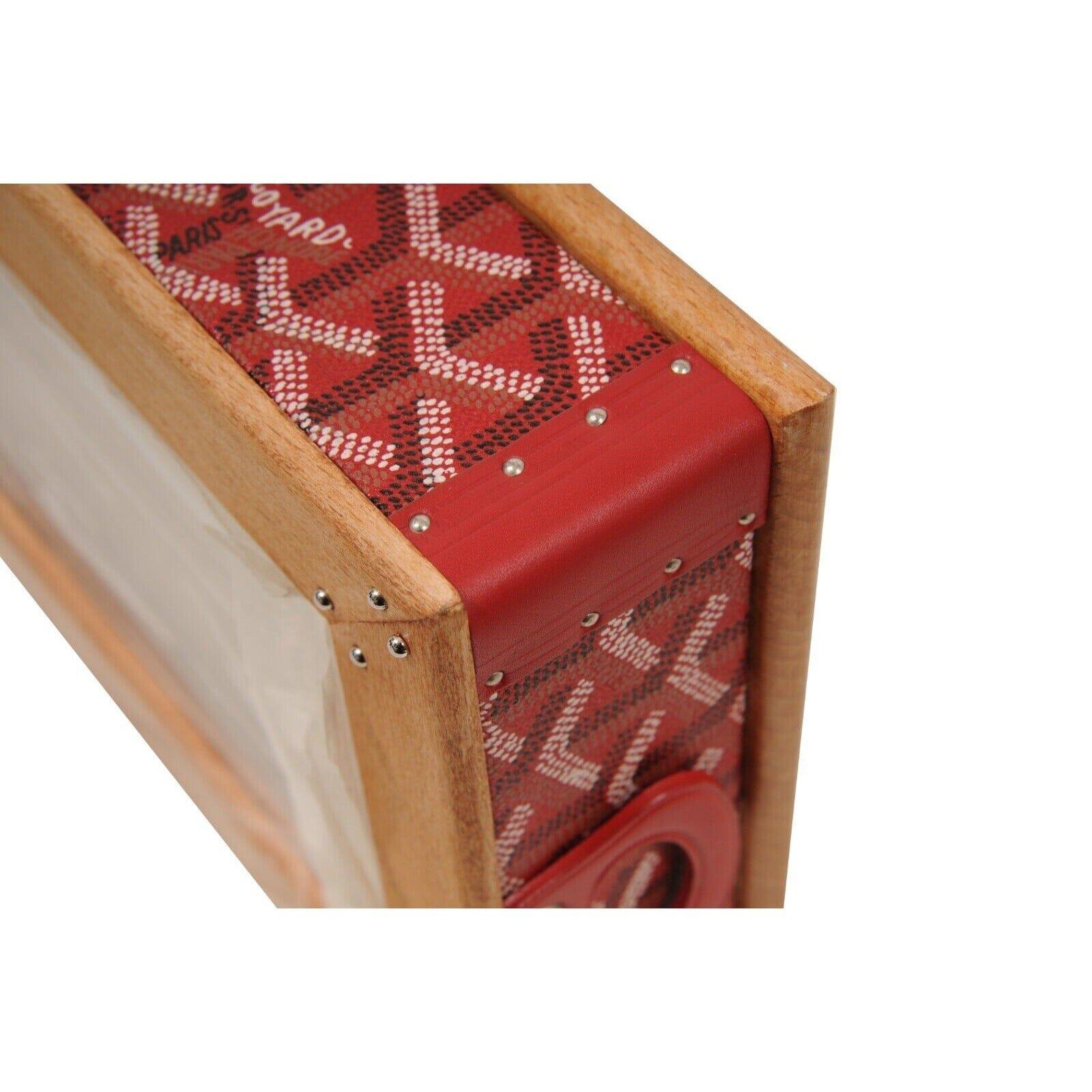 Goyard Red Edmond Double Dog Cat Bowl Hard Sided Trunk Discontinued Palladium For Sale 8
