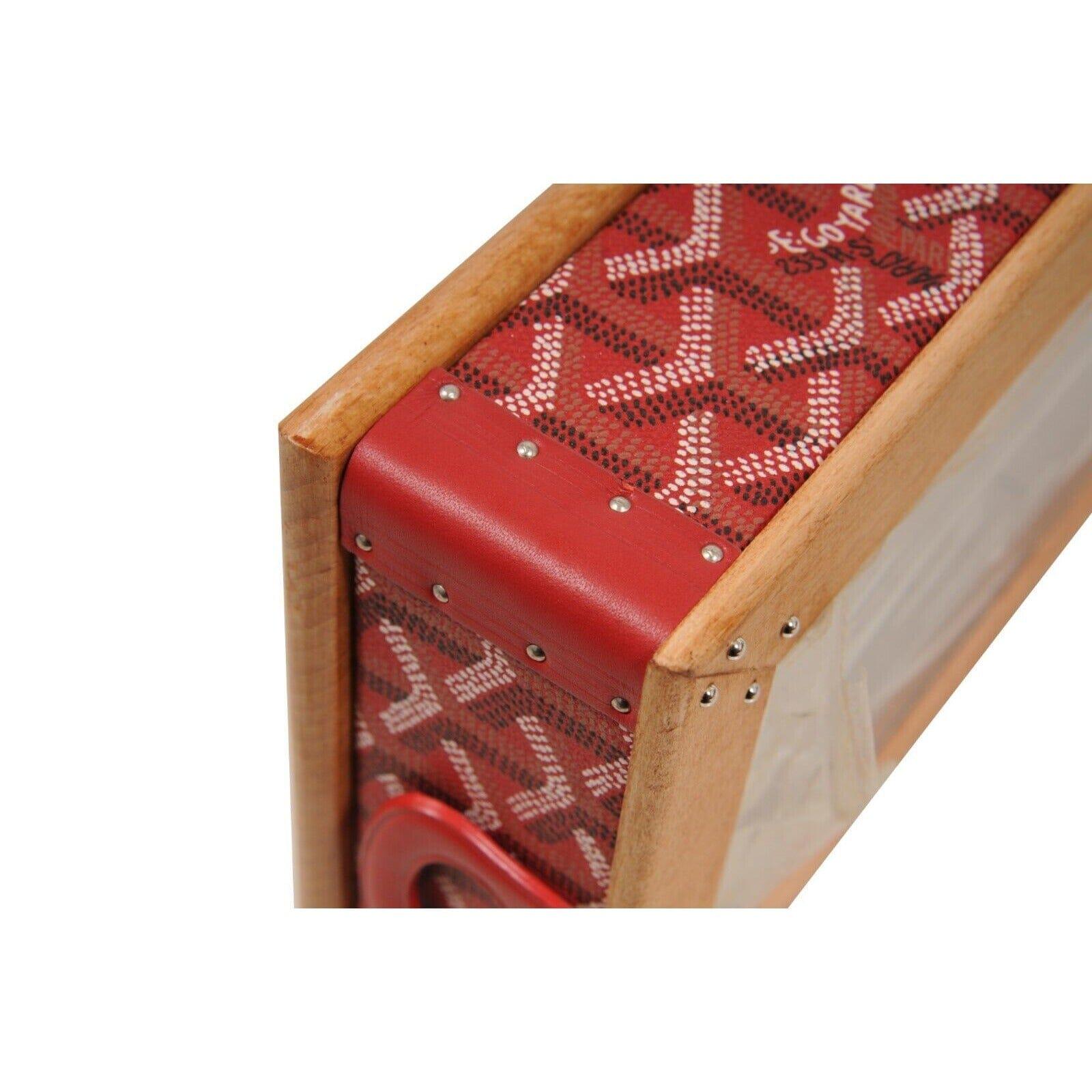 Goyard Red Edmond Double Dog Cat Bowl Hard Sided Trunk Discontinued Palladium For Sale 9
