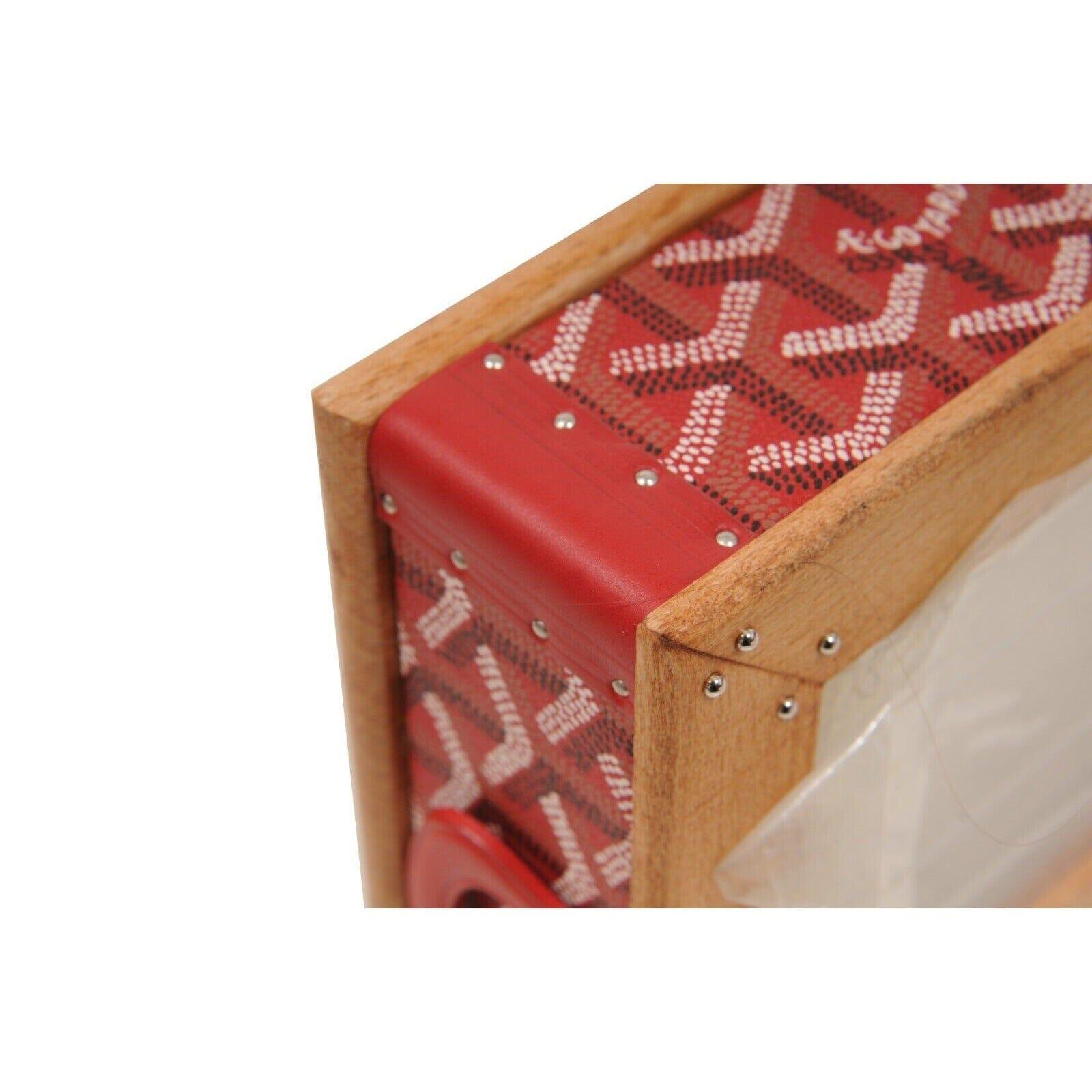 Goyard Red Edmond Double Dog Cat Bowl Hard Sided Trunk Discontinued Palladium For Sale 11