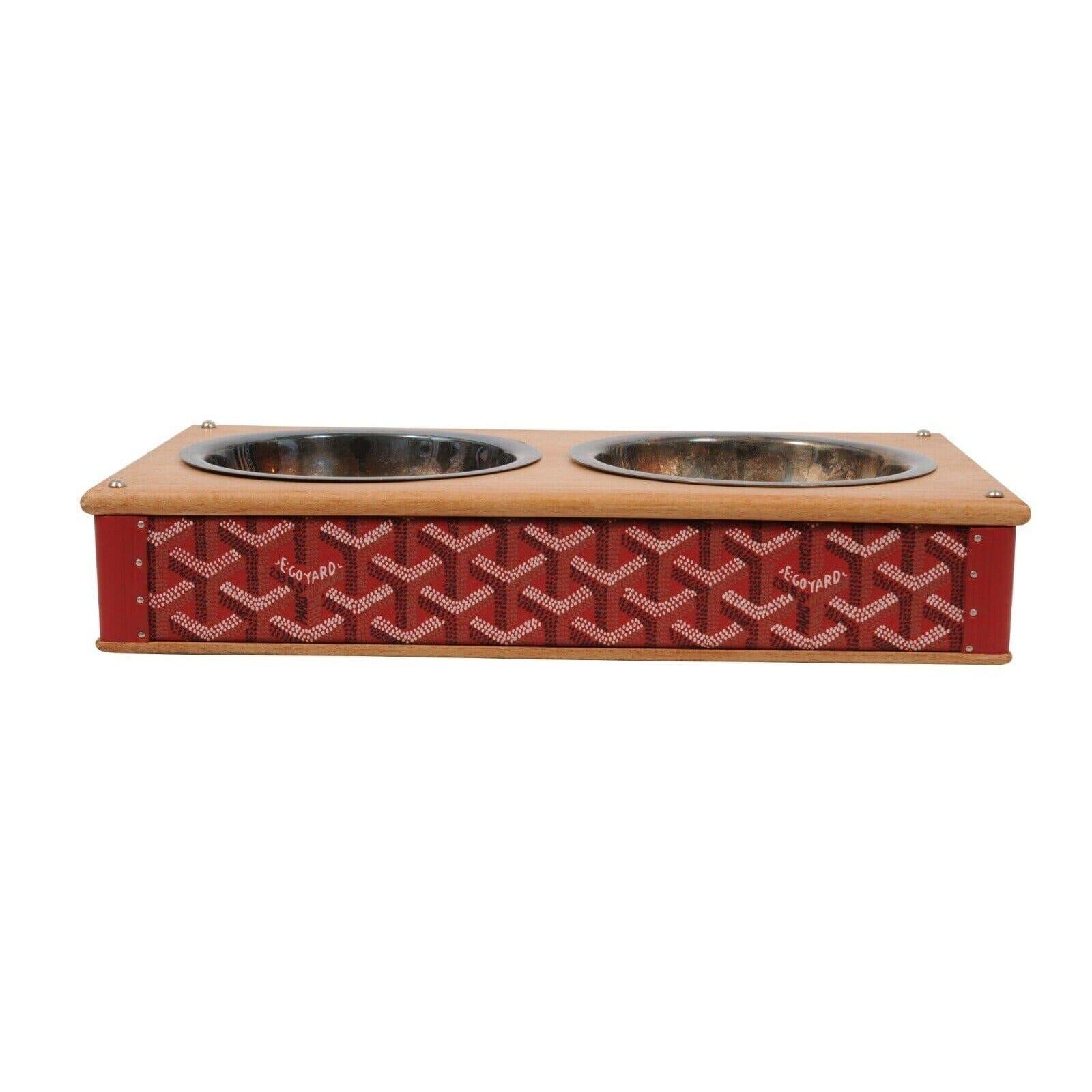 Brown Goyard Red Edmond Double Dog Cat Bowl Hard Sided Trunk Discontinued Palladium For Sale