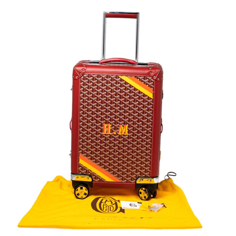 Goyard Red Goyardine Canvas and Leather Bourget PM Trolley at 