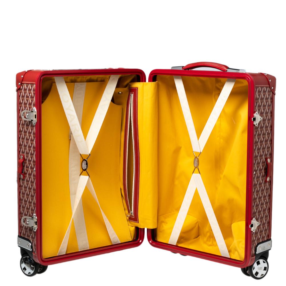 Goyard Red Goyardine Canvas and Leather Bourget PM Trolley at 