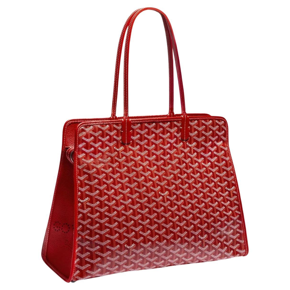 Goyard Red Goyardine Canvas and Decize Taurillon Leather Hardy PM Bag