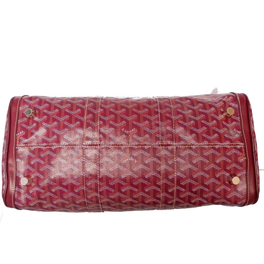 Goyard Rote Goyardine Canvas Leder Croisiere 35cm Duffle Bag im Zustand „Gut“ im Angebot in Irvine, CA