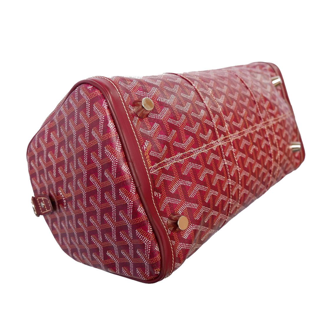Goyard Rote Goyardine Canvas Leder Croisiere 35cm Duffle Bag Damen im Angebot