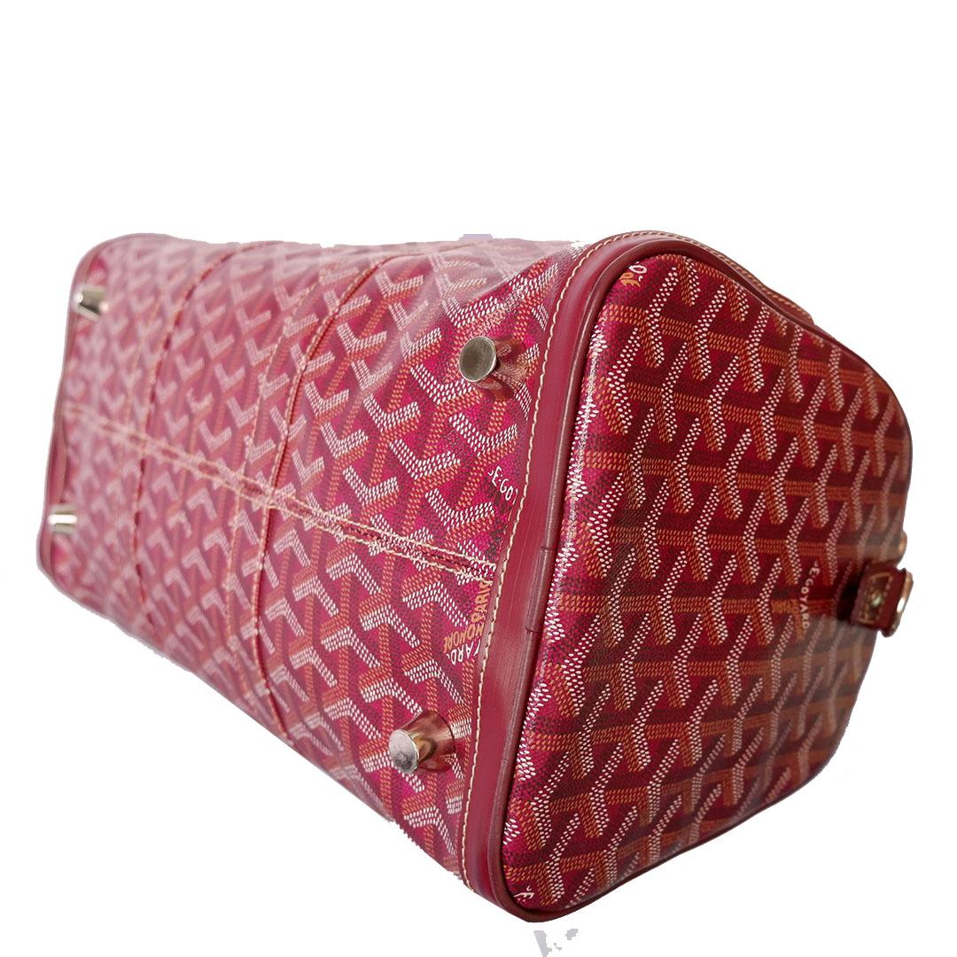 Goyard Rote Goyardine Canvas Leder Croisiere 35cm Duffle Bag im Angebot 1