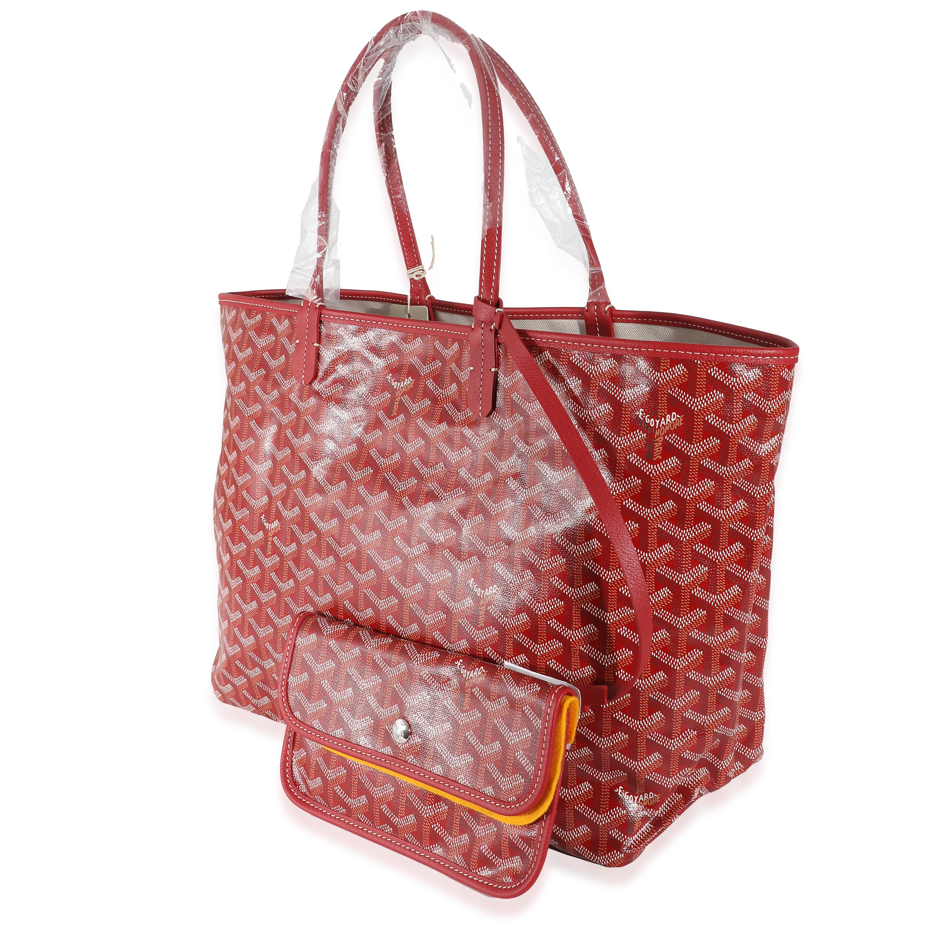 Goyard Red Goyardine Canvas Saint Louis PM In Excellent Condition For Sale In New York, NY