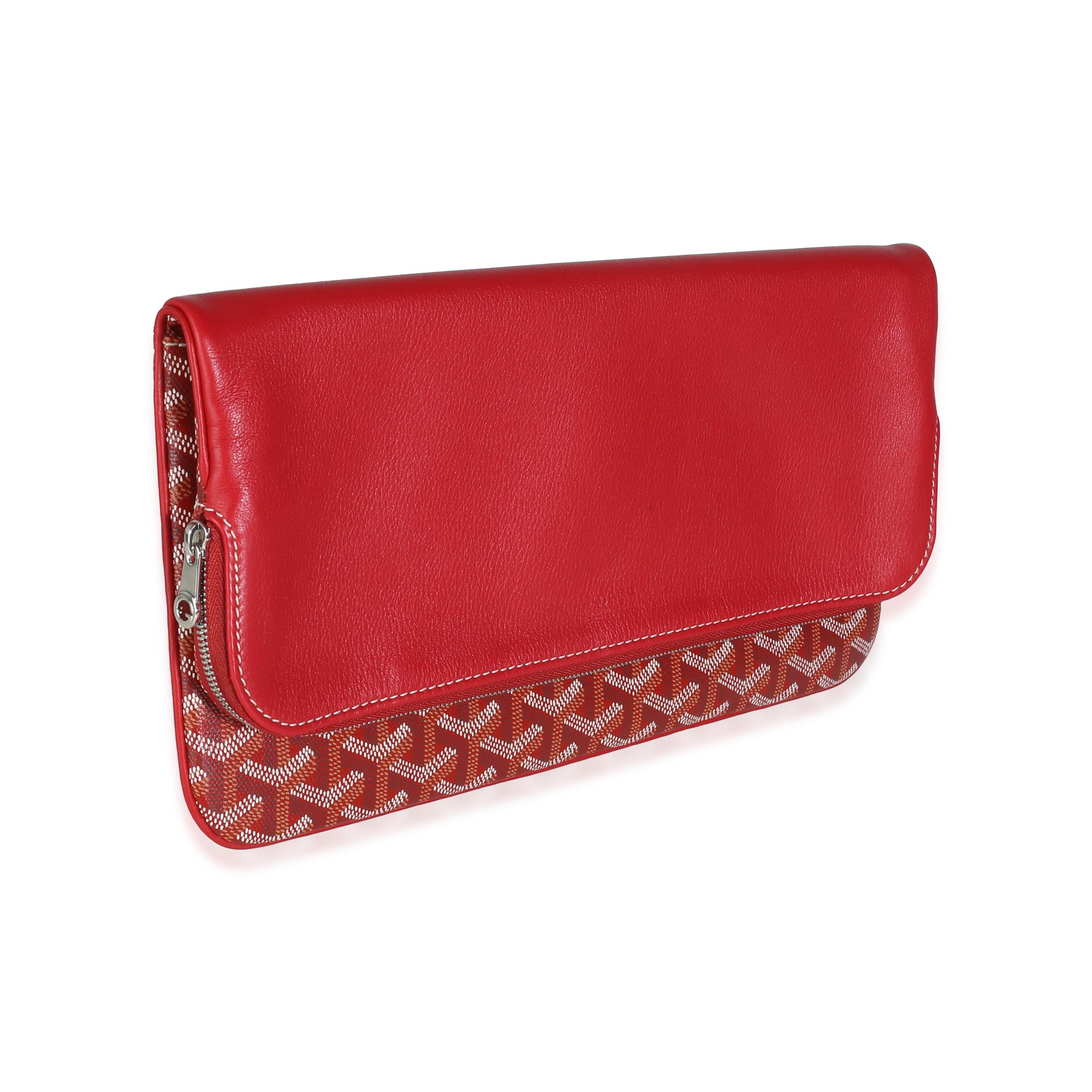 Goyard Red Goyardine Canvas Sainte Marie Clutch In Excellent Condition For Sale In New York, NY