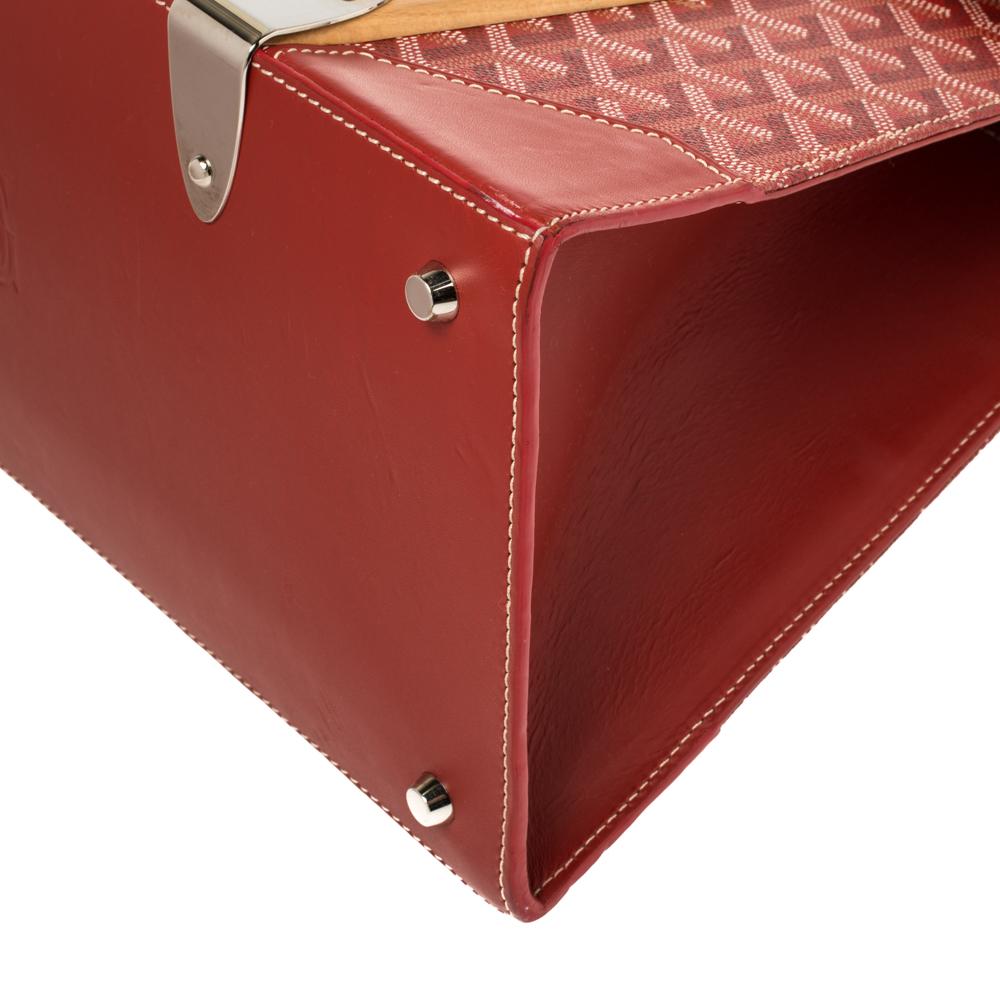 Goyard Red Goyardine Coated Canvas and Leather Saigon Top Handle Bag 4