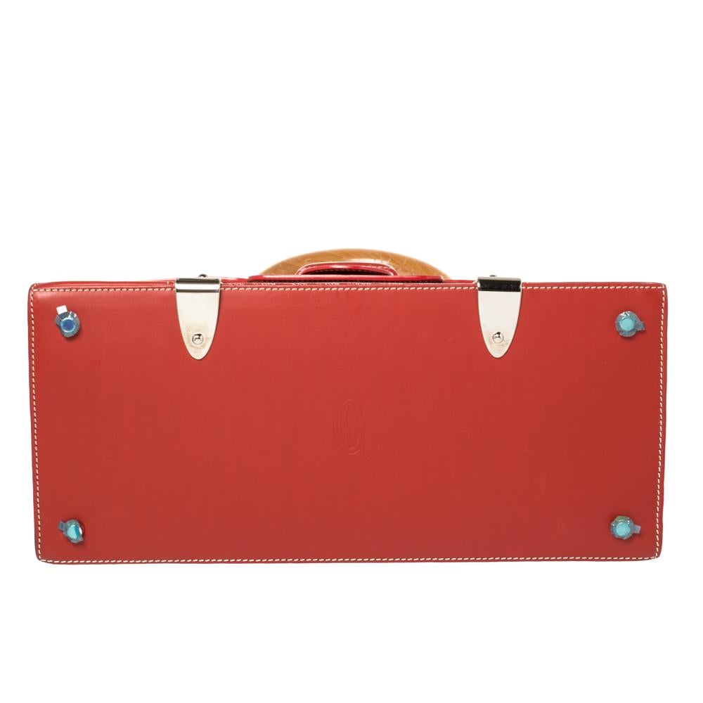 Goyard Red Goyardine Coated Canvas and Leather Saigon Top Handle Bag In Good Condition In Dubai, Al Qouz 2
