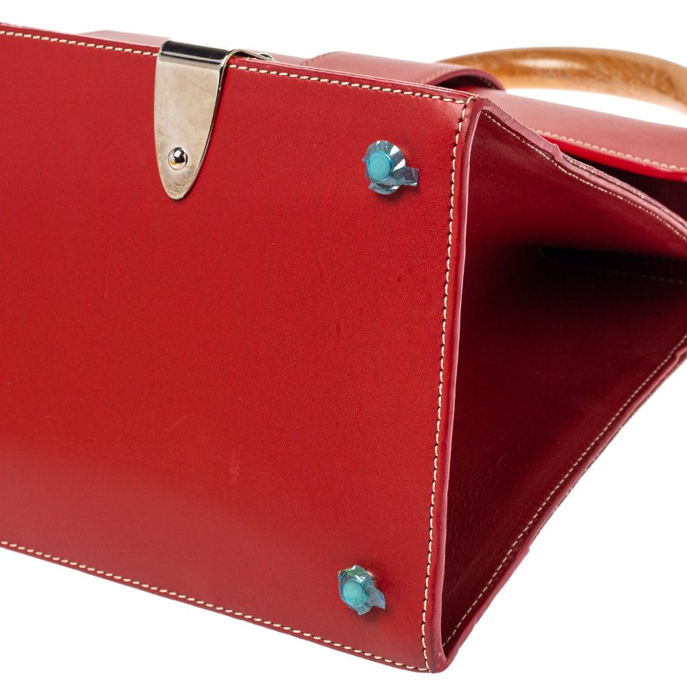 Goyard Red Goyardine Coated Canvas and Leather Saigon Top Handle Bag In Good Condition In Dubai, Al Qouz 2
