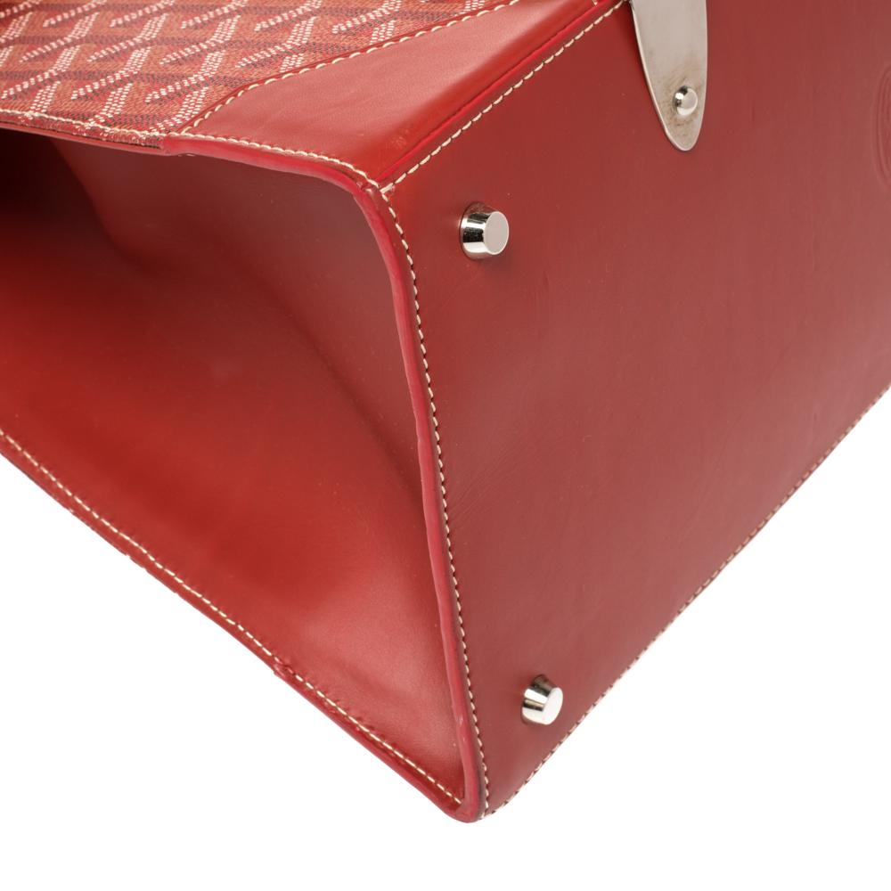 Goyard Red Goyardine Coated Canvas and Leather Saigon Top Handle Bag 3