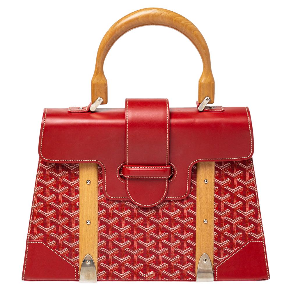 Goyard Red Goyardine Coated Canvas and Leather Saigon Top Handle