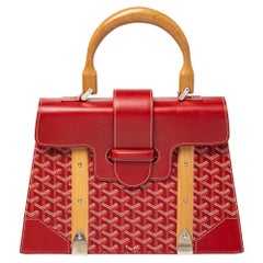 Goyard Red Goyardine Coated Canvas and Leather Saigon Top Handle Bag
