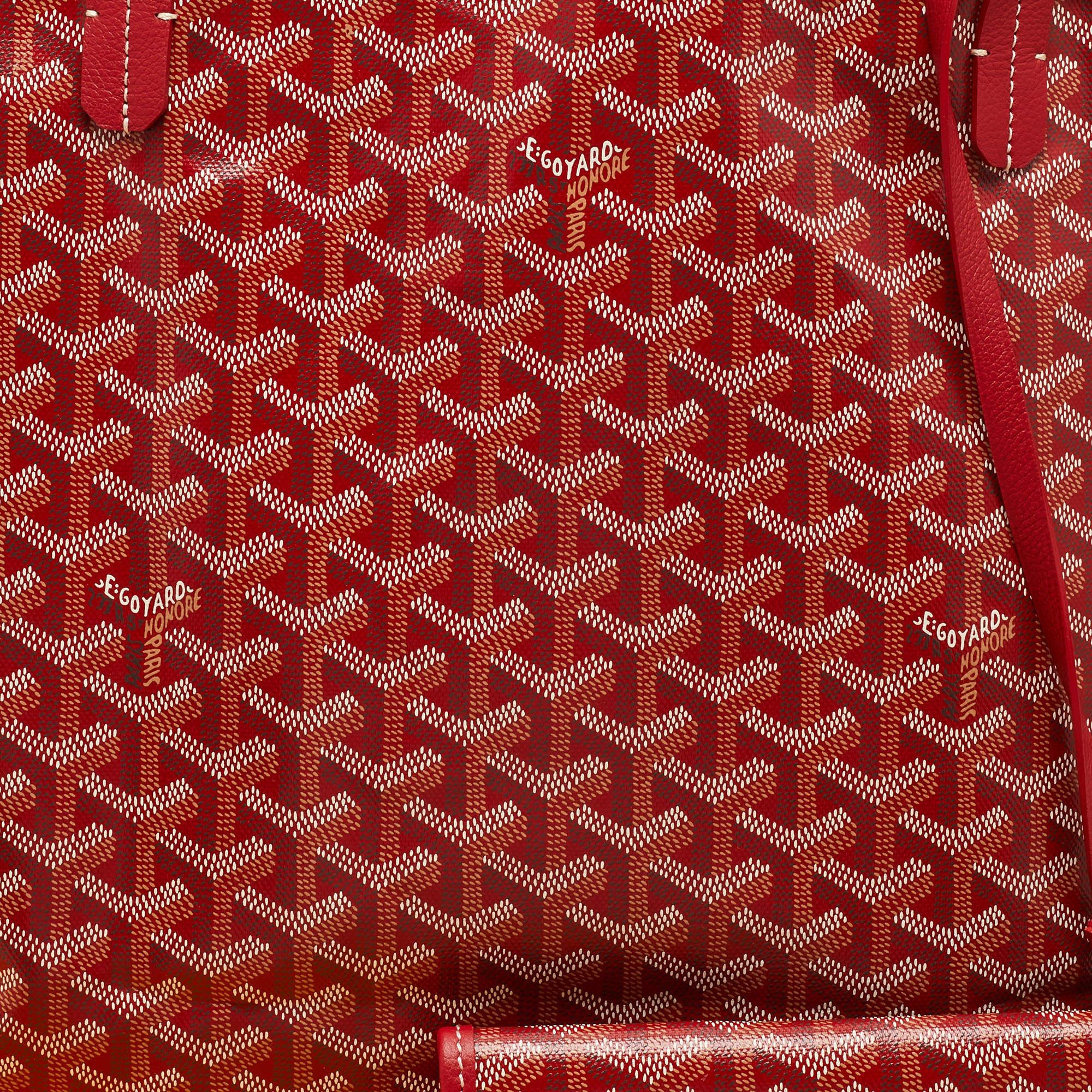 Goyard Fourre-tout Goyardine rouge en toile enduite et cuir Saint Louis GM 6