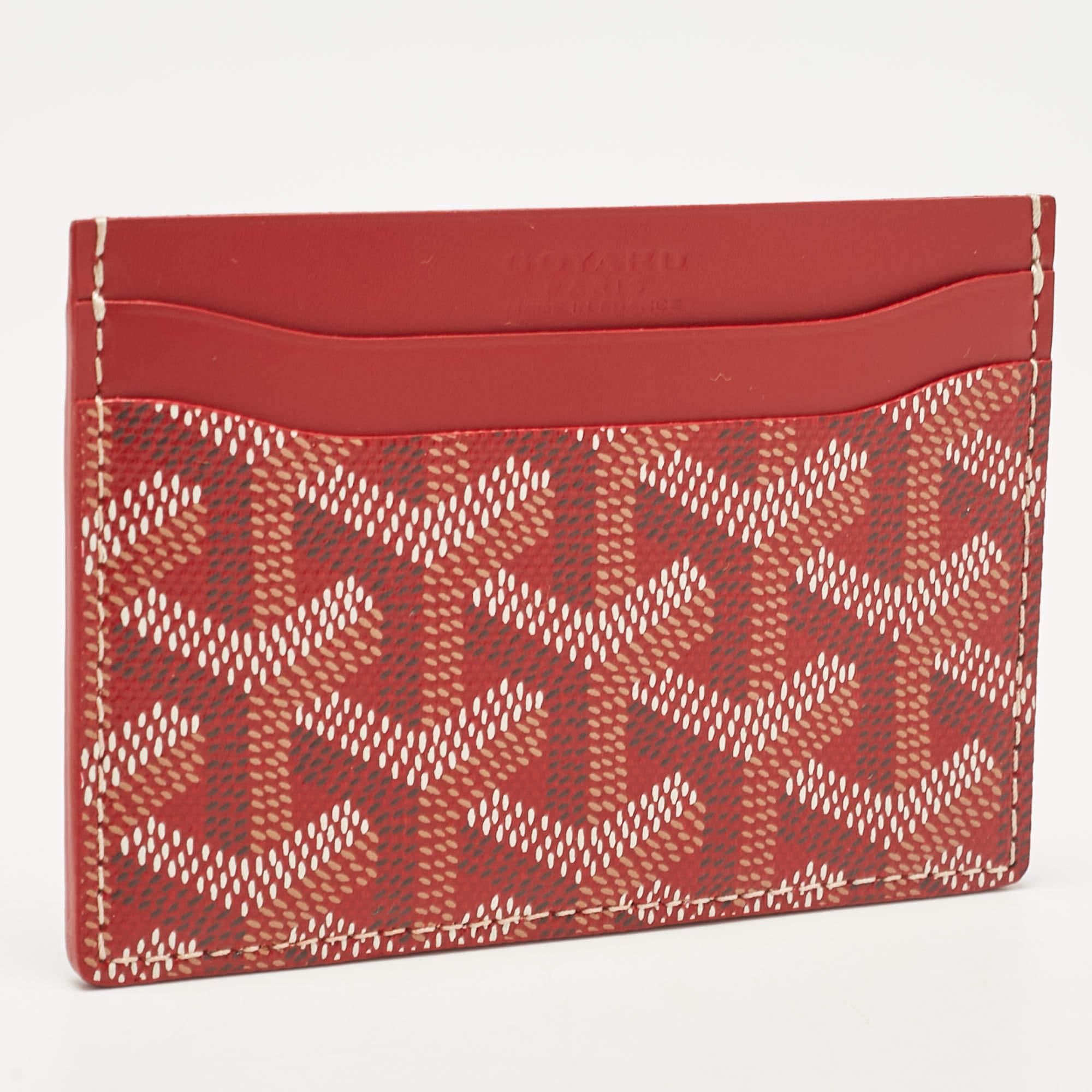 Goyard Red Goyardine Coated Canvas and Leather Saint Sulpice Card Holder In New Condition For Sale In Dubai, Al Qouz 2