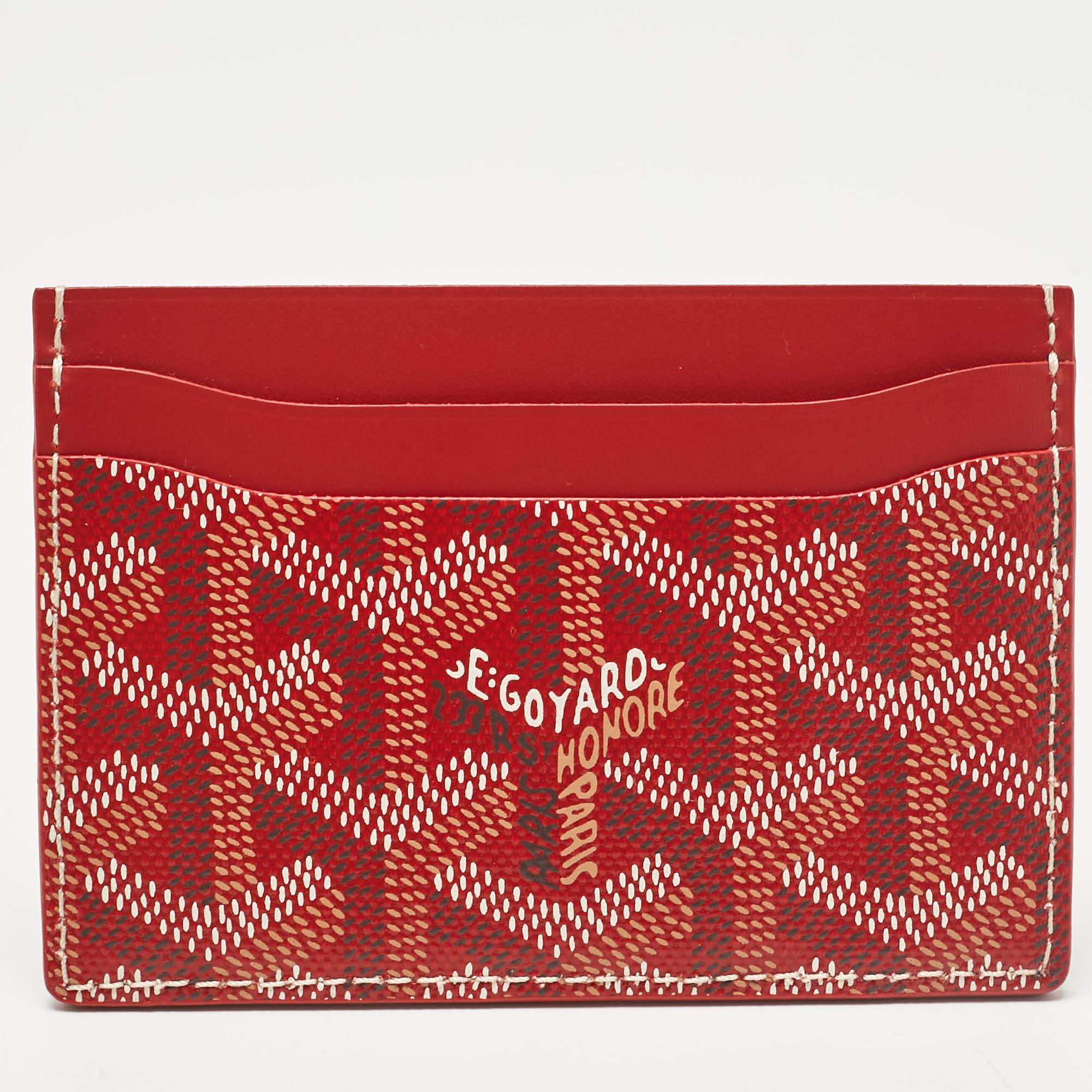 Men's Goyard Red Goyardine Coated Canvas and Leather Saint Sulpice Card Holder For Sale
