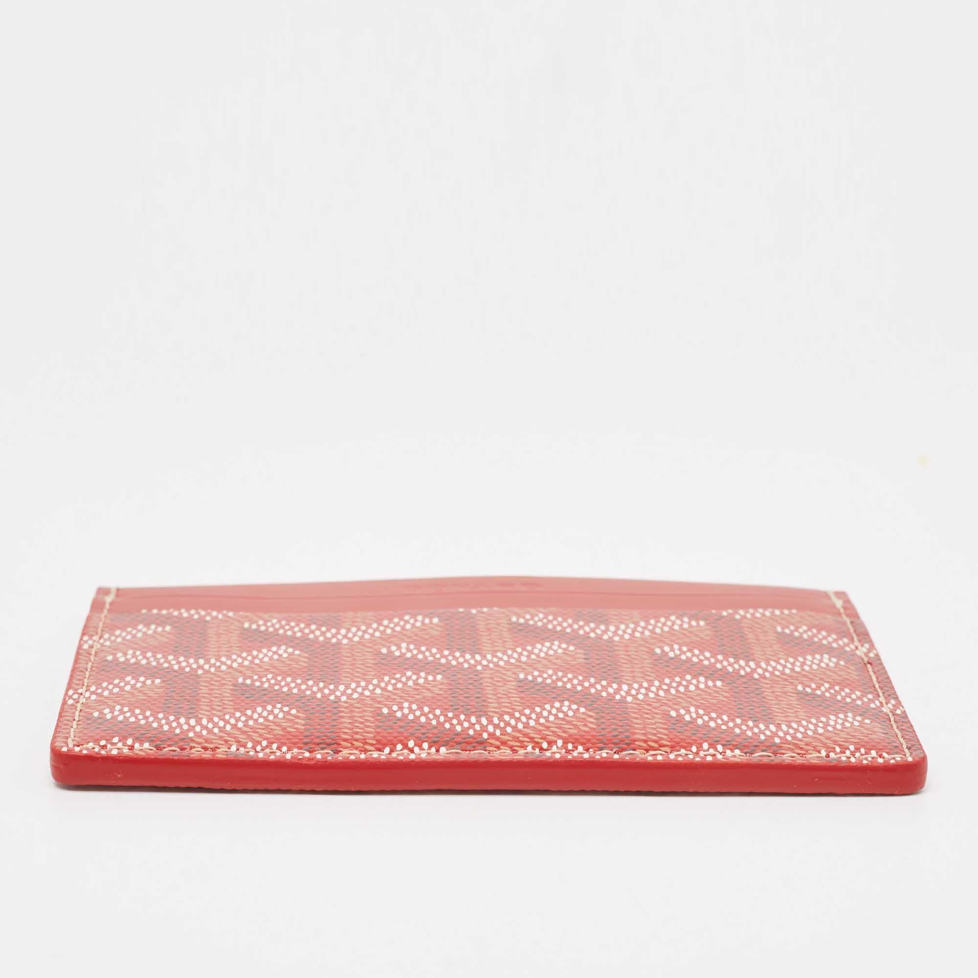 Women's Goyard Red Goyardine Coated Canvas and Leather Saint Sulpice Card Holder For Sale